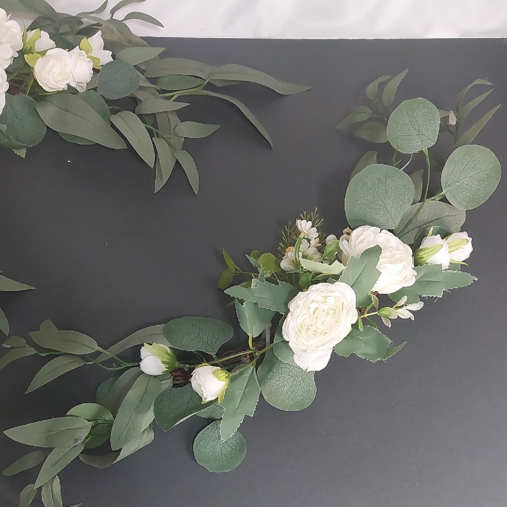 White Floral Arrangement, 2 Piece Set - Picture 3 of 7